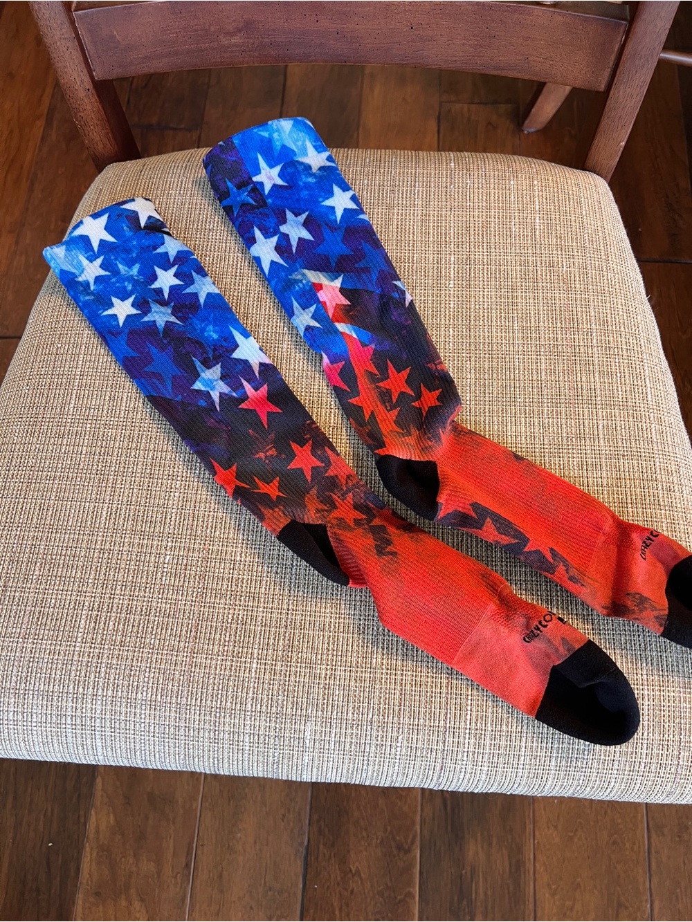 Crazy compression socks. Red white and blue